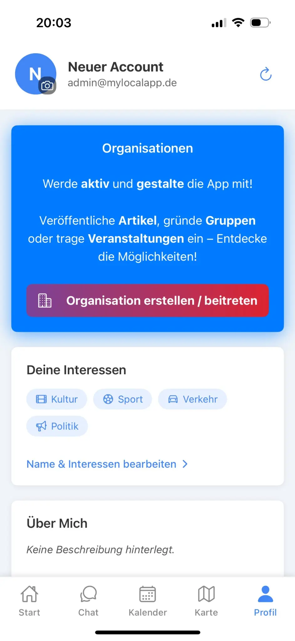 MyLocalApp Profil